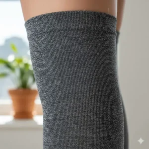 Close-up texture of breathable fabric used in thigh high compression socks for comfortable all-day wear.