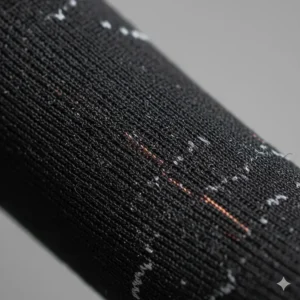 Detailed view of the moisture-wicking fabric used in high-quality compression socks for shin splints.