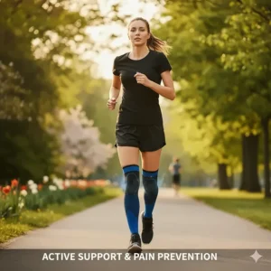 A runner or athlete utilizing compression socks during exercise to help prevent or manage pain caused by plantar fasciitis.