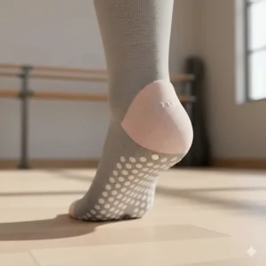 High-performance barre socks featuring a padded heel tab to prevent blisters and slipping.