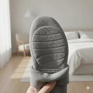 Image of the soft, padded sole and heel cushioning that provides extra comfort in these athletic socks for wide feet.