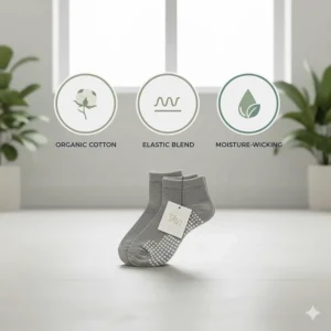 Icon graphic showing the organic cotton and elastic blend used in Tavi socks manufacturing.