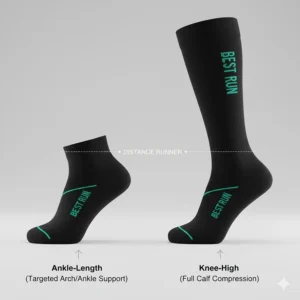 Comparison of ankle-length and knee-high compression socks for distance runners.