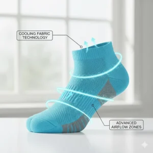 Illustration of cooling fabric technology designed for running in hot weather.