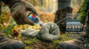 Thick heavyweight thermal socks designed for extreme cold weather stationary hunting or treestand use.