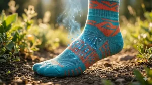 An anatomical illustration showing how running socks for women wick sweat away from the skin to prevent blisters.