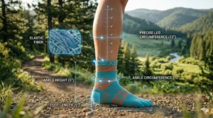 A size guide illustration to help runners find the perfect fit for women’s athletic socks.